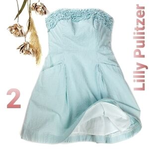 Lilly Pulitzer Bodice Ruffle Teal Stripe Dress 2